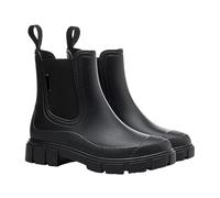 Tewzafiya Botas de lluvia de tobillo para mujer, Botas de lluvia de goma para mujer - Botas de barro Botas de lluvia antideslizantes de goma,Zapatos de jardín de tobillo Calzado ligero, Negro , 36 EU