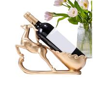 Tewzafiya Botellero de vino con ciervo, botellero de vino con reno - Botellero de vino con estatua de reno tirando de carro - Botellero de vino con estatua de ciervo de resina