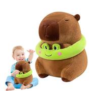 Tewzafiya Capybara Plush, Capybara Plush Toy | Linda Capybara con anillos de natación de rana juguetes para muñecas para mascotas graves - Decoración de casa de muñecas de peluche divertido, 33