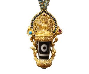 Tewzafiya Collar de talón, colgante tibetano para el talón,Colgante chino femenino - Transfer perlas Manjusri Collar, Joyas colgantes para mujer, espiritual para hombres, niños adultos,