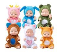 Tewzafiya - Conjunto de reborn para dormir realistas, 6 x niña linda de 3 pulgadas, figuras de colección, de niña con ropa suave y cómoda para coche, salón
