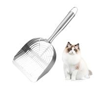 Tewzafiya Cucharada de de Metal, Cuchara de | Cat Litter Box Scooper de Acero Inoxidable | Pala de de Mango ergonómico, Hueca para Caca, Suministros para Mascotas