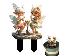 Tewzafiya Decoración de jardín, decoración de jardín al aire libre - acrílicos inserte en el suelo - Decoración en maceta al aire libre Fairy Miniature Garden Dake para porche del porche del