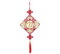 Tewzafiya Decoración de pared de Año Nuevo Chino 2025,Decoración de pared de Año Nuevo chino - Decoraciones Fu Festival Primavera con pompón de lazo rojo, Año Nuevo,Colgante con personajes Fu