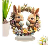 Tewzafiya Decoraciones de Conejitos de Pascua para el hogar, Decoración de Conejitos de Acrílico - Acrílico 2D Acrílico CHINETE DECIVICIÓN DE LA COMPETA VACIO | Desktop Easter Bunny Decoraciones
