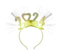 Tewzafiya Diadema de Año Nuevo,Cintas de Año Nuevo para Adultos | Banda para el pelo con letra de Año Nuevo 2024 | Tocado con luz de fibra óptica para adultos, banda para el pelo que emite luz
