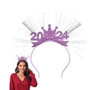 Tewzafiya Diadema de Año Nuevo,Cintas de Año Nuevo para adultos | Feliz año nuevo 2024 Diadema con luz de fibra óptica para adultos, banda para el pelo que emite luz