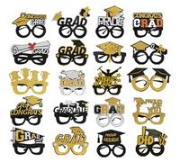 Tewzafiya Grad Photo accesorios, gafas de graduación - Graduación Photo Booth Props 2025 | Booth Black and Gold Grad Eyeglass Favors Favors for Boys, Kindergarten & Girls