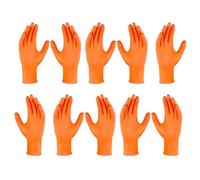 Tewzafiya Guantes de trabajo - Guantes de nitrilo naranjas de alta resistencia con superficie - Manoplas protectoras reforzadas resistentes al desgarro para casa, industria y automoción, 10 pares