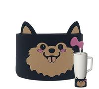 Tewzafiya Mangas reutilizables, mangas de taza para bebidas calientes - Cartoon Res resistente al silicón Corte protector protector - Taza de botella de vidrio sin vasos.