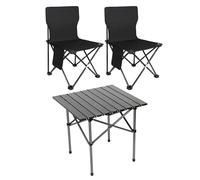 Tewzafiya Mesa de camping plegable - Mesa de camping con sillas plegables - Juego de camping plegable - 3 piezas ligero accesorios de camping impermeables muebles de exterior para deportes y jardín