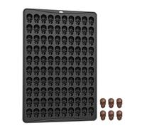 Tewzafiya Molde de chocolate con calavera, moldes de silicona de goma para cráneo - Moldes de caramelo antiadherentes de Halloween | Moldes de silicona con calavera de Halloween de 100 cavidades para