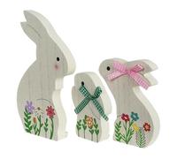 Tewzafiya Pascua de Madera de Conejo de Pascua, Mesa de Conejo de Pascua Signos de Madera | SETPIET del Conejo Set DE 3 - Rustic Bunny Centroce Signs Farmhouse Pascua Decoraciones para Casas Mesa