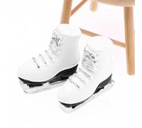 Tewzafiya Patines de ruedas en miniatura, Patines de ruedas para muñecas | Patrón de resina de patines de hielo blancos | Zapatos de ruedas Zapatos de deportes de invierno Accesorio en miniatura en