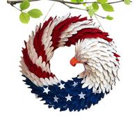 Tewzafiya Patriotic Decor - Guirnalda de 4 de julio para puerta de entrada - Eagle Flag Gude azul rojo | Decoración del Día de la Independencia renovada Guirnalda de alas valientes para uso