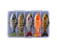 Tewzafiya Señuelo de pesca de aspecto natural, 10 cm, multiarticulación, 5 unidades, para bagre, trucha, perca en lagos y ríos de agua salada