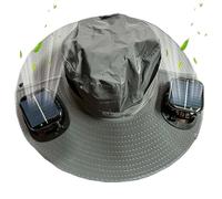 Tewzafiya Sombrero con ventilador solar, sombrero con ventilador transpirable de energía solar - Protección UV fresco ligero para mujer hombre Golf Senderismo Playa Viajes Jardinería, gris, Large