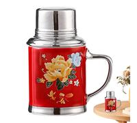 Tewzafiya - Tazas de cerámica, taza de cerámica | Taza tradicional china, 460 ml de caldera nostálgica con tapa para bodas de cumpleaños y agua para mujeres hombres y parejas