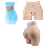 Tex-Eorey Bragas De Silicona Falso Culo Trasero Cadera Almohadillas Levantando Bragas Nalga No Pegajosa para Travesti Transgénero,Wheat(1.2cm),One Size