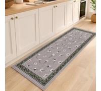 Tex family Alfombra de cocina Margaritas 100 % algodón antideslizante gris multiusos - 50 x 120 cm