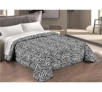 Tex family Colcha acolchada con estampado de cebra, color blanco y negro, fabricado en Italia, para cama de matrimonio de 2 plazas