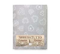 Tex family - Colcha cubretodo, maxi foulard decorativo, para cubrir la cama o el sofá, estampado de corazones de color blanco, 2 plazas