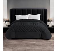 Tex family Colcha de invierno para cama de matrimonio con efecto pluma cálida y suave, de terciopelo de lujo, relleno de 280 g, 260 x 260 cm, color negro