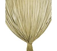 Tex family - Cortina de hilos Mariel | Antiinsectos y silenciosa | Modificable para puertas y ventanas | Cortina para exteriores | Barra de PVC, beige, 140 x 230 cm, tela suave