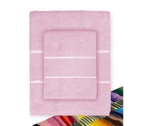 Tex family Juego de toallas de rizo de tela Aida para bordar punto de cruz 1+1 cara e invitado con hilo de regalo - Rosa