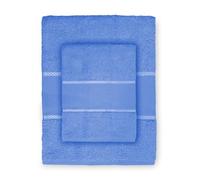 Tex family Juego de toallas de rizo de tela Aida para bordar punto de cruz 1 + 1 cara y invitados con hilo de regalo - Azul