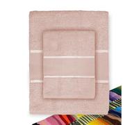 Tex Family - Juego de toallas de rizo, tela Aida, para bordar punto de cruz, 1 + 1 (cara y huésped) con hilo de regalo - Rosa Cipria