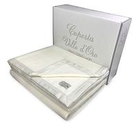 Tex family Manta de matrimonio de invierno 220 x 260 - 90% lana merino + 10% cachemira - Antipilling, cálida, elegante, fabricada en Italia, blanca