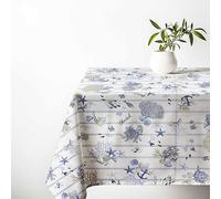 Tex family Mantel de algodón Sissi Mare y Riga, estilo marinero, fabricado en Italia, lavable, 140 x 140 cm, para 4 personas