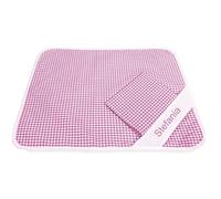 Tex family Mantel y servilleta de guardería bordado y personalizado a cuadros - Rosa