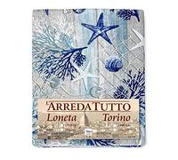 Tex family Tela decorativa cubretodo Gran Foulard cubrecama cubresofá tejido loneta (corales azules, 1 plaza)