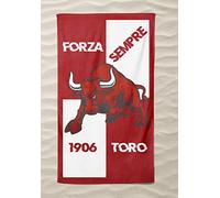 Tex Family - Toalla de playa deportiva Forza Toro tamaño grande 90 x 170 cm y tarjeta postal Torino estada y permanecerá granada