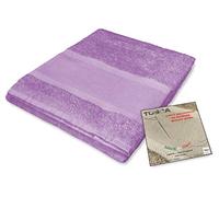 Tex family Tosca© - Juego de toallas de baño de rizo de algodón 100 % para bordar, punto de cruz, 1 + 1, cara y invitados (lila)