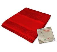 Tex family Tosca - Juego de toallas de rizo para bordar con punto de cruz 1 + 1 para cara e invitados, color rojo