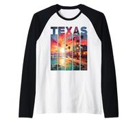 Texas 1845 Viaje de Vacaciones South Padre Island Camiseta Manga Raglan