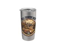 Texas Axis Deer Hunter Hill Country Criado Estado de la estrella solitaria Vaso térmico de acero inoxidable de doble pared
