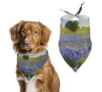 Texas Bluebonnets Scenery - Bandana triangular para perro, lavable, de poliéster, baberos para perros medianos y grandes, cachorros y gatos