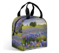 Texas Bluebonnets Scenery - Bolsa de almuerzo para adultos, a prueba de fugas, aislada, con cremallera y múltiples bolsillos, lonchera de gran capacidad para oficina, trabajo, picnic