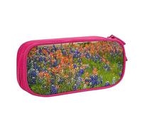 Texas Bluebonnets Scenery - Estuche para lápices con cremallera, caja de lápices rosa de gran capacidad para escuela, oficina y viajes, Pink, Talla única, Organizador de bolsas