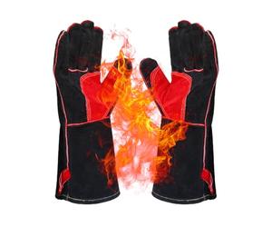 Texas Club - Guantes para Barbacoa Hechos de Cuero, Resistentes a Altas temperaturas, Guantes de Horno Resistentes al Calor, protección térmica para Manos seguras, para Parrilla de Barbacoa, Guantes