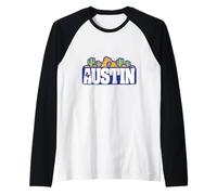 Texas Desert Landscape Austin Travel Retro Minimalista Camiseta Manga Raglan