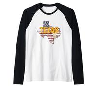 Texas Estado Estados Unidos Mapa Vintage USA Souvenir Camiseta Manga Raglan