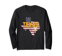 Texas Estado Estados Unidos Mapa Vintage USA Souvenir Manga Larga
