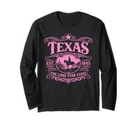 Texas Lone Star State Vintage Desert Texan Cowboy TX Rosa Manga Larga