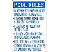 Texas Pool Rules - Letrero de seguridad para recreación de propiedad y seguridad, lata de metal de 8 x 12 pulgadas para el hogar o el trabajo