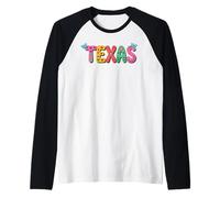 Texas Retro Aesthetic Floral Boho Design for Women and Girls Camiseta Manga Raglan